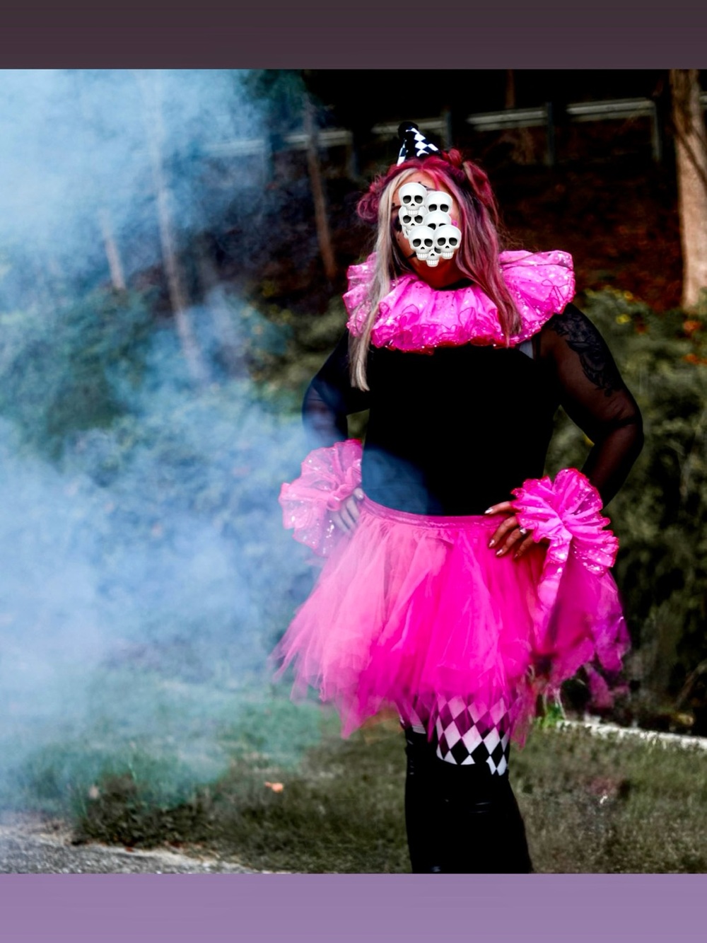 Pink Clown Tutu Costume for Adults- Unbranded
